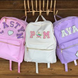 Backpacks Letter Patches Nylon Backpack Women Simple Fashion Large Capacity Backpacks Durable Waterproof Schoolbag for Teenage Girls