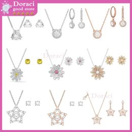 Necklaces High Quality Original Logo Eternal Stella ConstellaSeries Women's Jewelry Set,Star Flower Necklace Earrings Crystal ClearDoraci