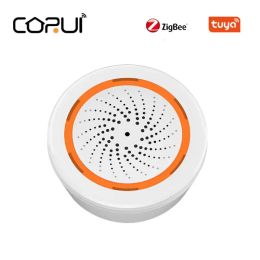 Control CORUI Zigbee Tuya 3 In 1 90DB Sound And Light Sensor Home Security System App Remote Control Smart Sensor Builtin Siren Alarm