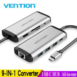 Hubs Vention USB C HUB TypeC to 4K HDMI RJ45 VGA USB 3.0 HUB Dock for MacBook Pro Huawei Mate 30 USBC 3.1 Splitter Port USBC HUB