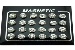 Stud REGELIN 12 Pair lot 4 5 6 7mm Round Crystal Rhinestone Magnet Earring Puck Women Mens Magnetic Fake Ear Plug Jewelry229S5659041