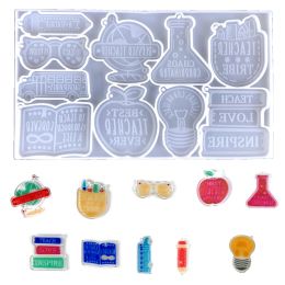 Bags Teachers'Day Book Pencil Key Chain Pendant Silicone Mould DIY Backpack Decorative Ornament Pendant Gift for Teachers