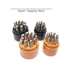 Equipments 15pcs 17pcs Square Dapping Block Set Punches Jewellery Tools Metal Forming Doming Stainless Steel DIY Craft Bell Making Sticks