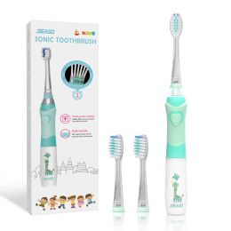 Heads SEAGO Sonic Toothbrush Electric for Kids Battery Teeth Brush Children Designer Brand with Colorful LED Light ( Age of 5+) SG977