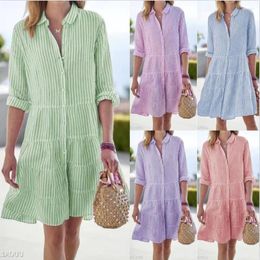 Casual Dresses European And American Autumn Women's Long Sleeved Striped Shirt Loose Holiday Dress Women