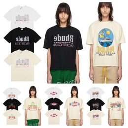 summer rhude tshirt Trendy brand RHUDE double yarn pure cotton short sleeved unisex T-shirt