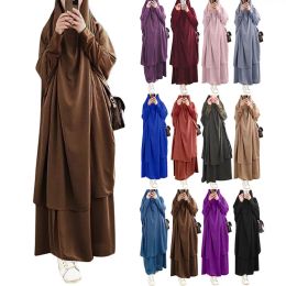 Clothing Fashion Khimar Muslim Sets Prayer Wear Woman Hijab Dress Full Cover Hooded Abaya Long Dresses Islam Jilbab Ramadan Clothes