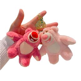 Keychain Kawaii Plush Story Pink Strawberry Bear Pendant Cute Stuffed Toy for Children Animal Plushie Keychains