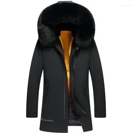 Men's Jackets Winter Jacket Men Clothing Mid-length Parka Rex Liner Fashion Hooded Fur Coat Warm Raccoon Collar Detachable