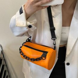 Buckets Fashion Small Lady PU Shoulder Bag Sense of luxury Cylinder type Crossbody Bags Casual Phone Pack And Purse New Chain Women Bags