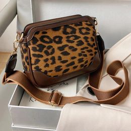 Bag Leopard Print Broad Strap Women Shoulder 2024 Winter Suede Crossbody Bags Small Zebra Trend Luxury Female Handbags