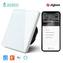 Control BSEED ZigBee Wifi Touch Switches 1/2/3Gang Smart Wall Switches Glass Panel Google Alexa Smart Life APP Control No Neutral Wire