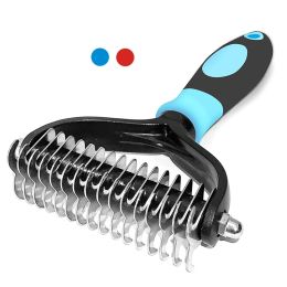 Grooming Professional Pet Deshedding Brush 2 Sided Dematting Dog Comb Cat Brush Rake Puppy Grooming Tools Undercoat Shedding Flying Hair