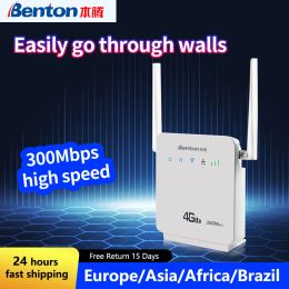 Routers Benton Unlocked 4G LTE CPE Wifi Router Wireless CAT4 300Mbps R06 Broadband Network With External Antenna SIM Slot