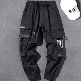 Men's Pants Outdoor Casual Pants Mens wear-resistant loose-fitting straight-leg multi-pocket overalls mens trousers Y240422