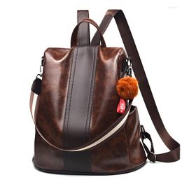 School Bags 2024 Casual PU Leather Large Capacity Backpack Women For College Students Fashion Female Shoulder Bag