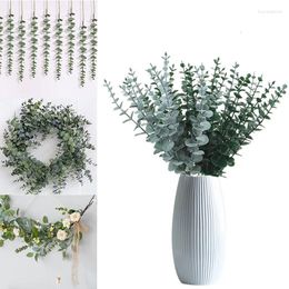 Decorative Flowers 10pcs Artificial Green Plants Fake Eucalyptus Leaf Branch For Wedding Party Arrangement Home Garden Decor Bouquet