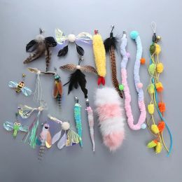 Toys Pet Cat Toy Telescopic Cat Stick Plush Feather Teasing Cat Teaser Stick Replace Decoration Head Insect Bird Shape Pet Supplies