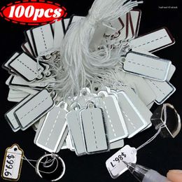 Jewelry Pouches 100pcs String Cord Price Tags Earring Label Business Cards DIY Tag Gold Silver Jewellery Store Display Accessories