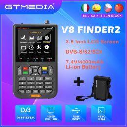 Receivers New Brazil DVBS2X/S2/S Satellite Signal Finder GTMEDIA V8 Finder2 Meter 1080P HD 3.5" Screen Display H.264 Digital TV Receiver