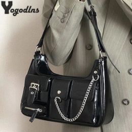 brand Design Chain Women Underarm Bag Multiple Pockets Ladies Shoulder Crossbody Bag Fi PU Leather Purse and Handbag w45Z#