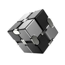 Decompression Toy Metal Infinity Cube Anti Stress Aluminium Alloy Easy Play Office Flip Cubic Fidget Toy Gift for Kid Adults Autism Anxiety Relief T240422