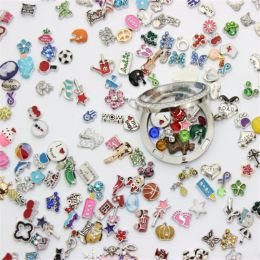 charms Hot Selling 100pcs/lot Mix Wholesale Floating Charms Living Glass Memory Lockets Floating Charms DIY Jewellery Accessory