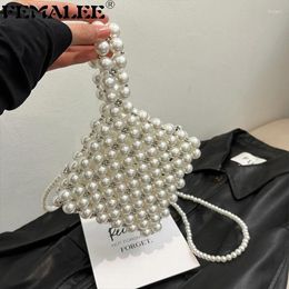 Bag FEMALEE Fashion Girls Bags Square Clutch Handmade Wristlet Pearl Wedding Party Chain Beading Sling Crossbody For Women