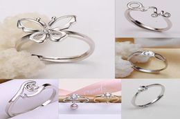 MLJY Pearl Ring Settings 50 Sliver Rings Settings 6 Styles DIY Rings Adjustable size Jewellery Settings Christmas Gift8948004
