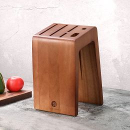 Storage Rubber Wood Kitchen Knife Stand Santoku Cleaver Slicing Chef Holder Home Desktop Knives Storage Block Accessories Shelf Set