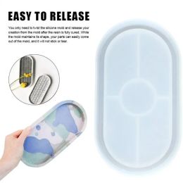 Ceramics Oval Coaster Crystal Silicone Mould DIY Ashtray Cement Plaster Tray Mould Polygon Epoxy Resin Casting Mould Table Craft Decoration