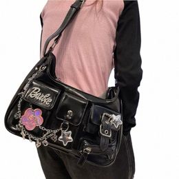 haex Y2K Women Shoulder Bags Fi 2023 New Punk Patchwork Chains Moto Style Bolso Mujer Vintage Multi Pockets Crossbody Bags e3UO#