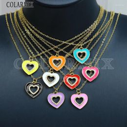 Pendant Necklaces 10 Pcs Fashion Colourful Heart Necklace Lovely Jewellery Womon Sunmmer Gift 52543