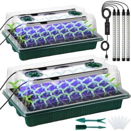 Control 1 Set Seed Starter Tray Kit With 5 Brightness Levels Grow Lights, Top Smart Temperature Humidity Control Seedling Tray Dropshipp