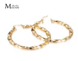 New Big Hoop Earrings For Women Gold Colour ed Earrings Jewellery Party Christmas Gift 50mm ZK406142706
