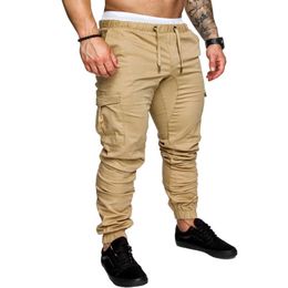 Men's Pants Picklion New Men Joggers Cargo Pants Solid Colour Elastic Long Casual Trousers Pantn Homme Military Army Pants Men Leggings Y240422