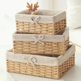 Baskets Handmade Storage Box Laundry Hamper Wicker Baskets Desktop Sundries Cosmetics Organiser Clothes Book Snack Toys Storage Box