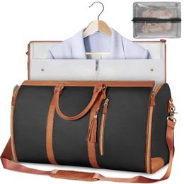Storage Bags Large Capacity Suit Bag Men Women Carry-on Handbag Foldable Travel Sports PU Leather Luggage Shoulder Crossbody