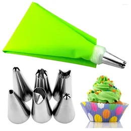 Baking Tools Stainless Steel With 6 Nozzle Converter Cake Decorating Tips Cream Fondant Set Pastry Bag Icing Piping
