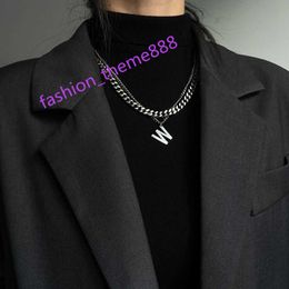 Jr double layer Japan and South Korea w letter smiling face Cuba clavicle chain necklace womens fashion ins hip hop sweater chain sweater accessories men