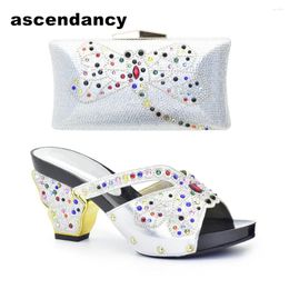 Dress Shoes Italian Nigerian Women Wedding And Bag1 Silver Color Ladies Bags To Match Set African Shoe Bag Sets