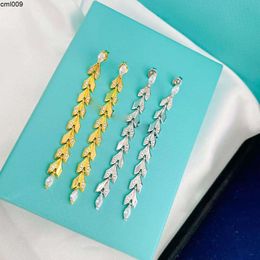 Brand Luxury Wheat Designer Leaves Stud Earrings Necklaces Bracelets Bangles Rings Jewelry Gold Silver Bling Shining Diamond Tassel Earings Earring