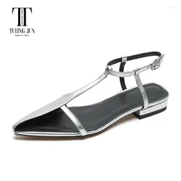 Casual Shoes TULING JUN 2024 Summer Women Solid Colours Open Toe Buckle Strap Sandals Low Square Heel For Female Retro T-DQ31051x