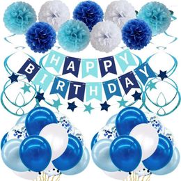 Party Decoration Birthday Decorations For Adult Men Kids Including Pom Poms Flowers Happy Banner Hanging Swirls Confetti Balloons