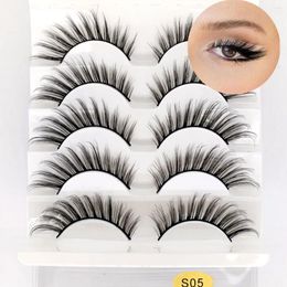 False Eyelashes 5 Pairs Cat Eye Lashes Wholesale Natural Look End Elongate Handmade Faux Mink