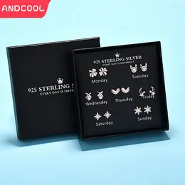 Stud Earrings A Week For Women Simplicity Japanese Korean Style Earringst Jewelry Accessories Fashion 925 Silver Needle Gift