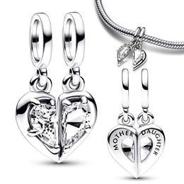 Splittable Mother Daughter Dangle Charm Silver Plated Fit a Charms Silver 925 Original Bracelet for Jewellery Making 240408