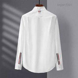 TB casual long sleeve Oxford spinning mens shirt Korean slim fit trend mens and womens lovers white temperament handsome shirt