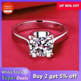 Bands Never Fade Pure White Gold Colour Rings for Women 2.0ct Round Cut Zirconia Solitaire Ring Wedding Band Trending Bridal Jewellery