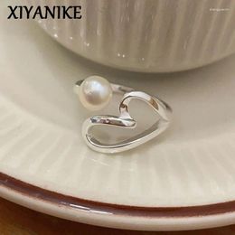 Cluster Rings XIYANIKE Summer Sweet Heart Pearl Cuff Finger For Women Girl Fashion Jewelry Lady Gift Party Wedding Anillos Mujer